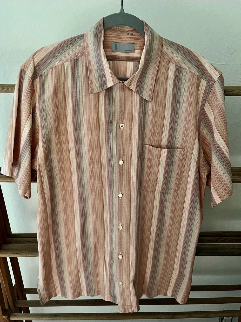 Vintage Missoni Short-Sleeve Striped Button-Up Shirt - Multi
